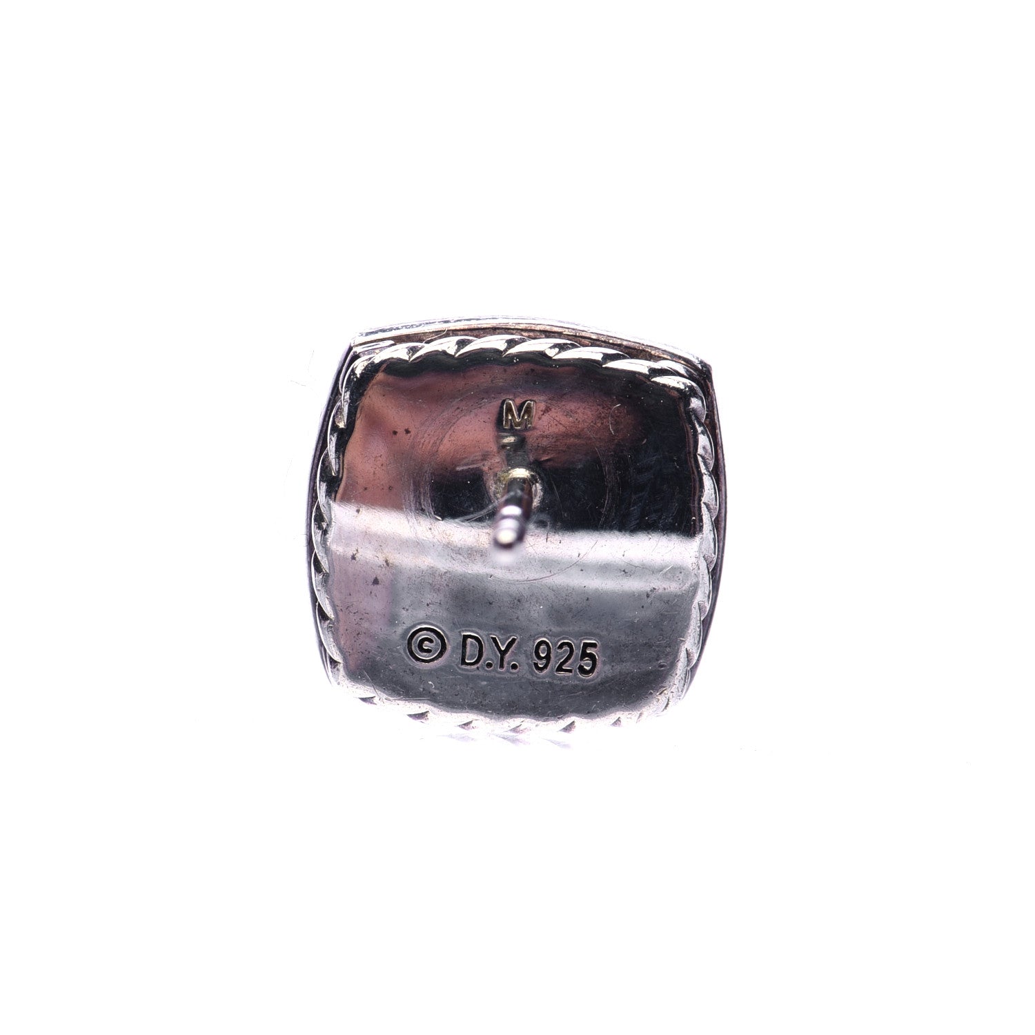 David Yurman Sterling Silver Diamond Prasiolite 7mm Petite Albion Earrings 5 of 6