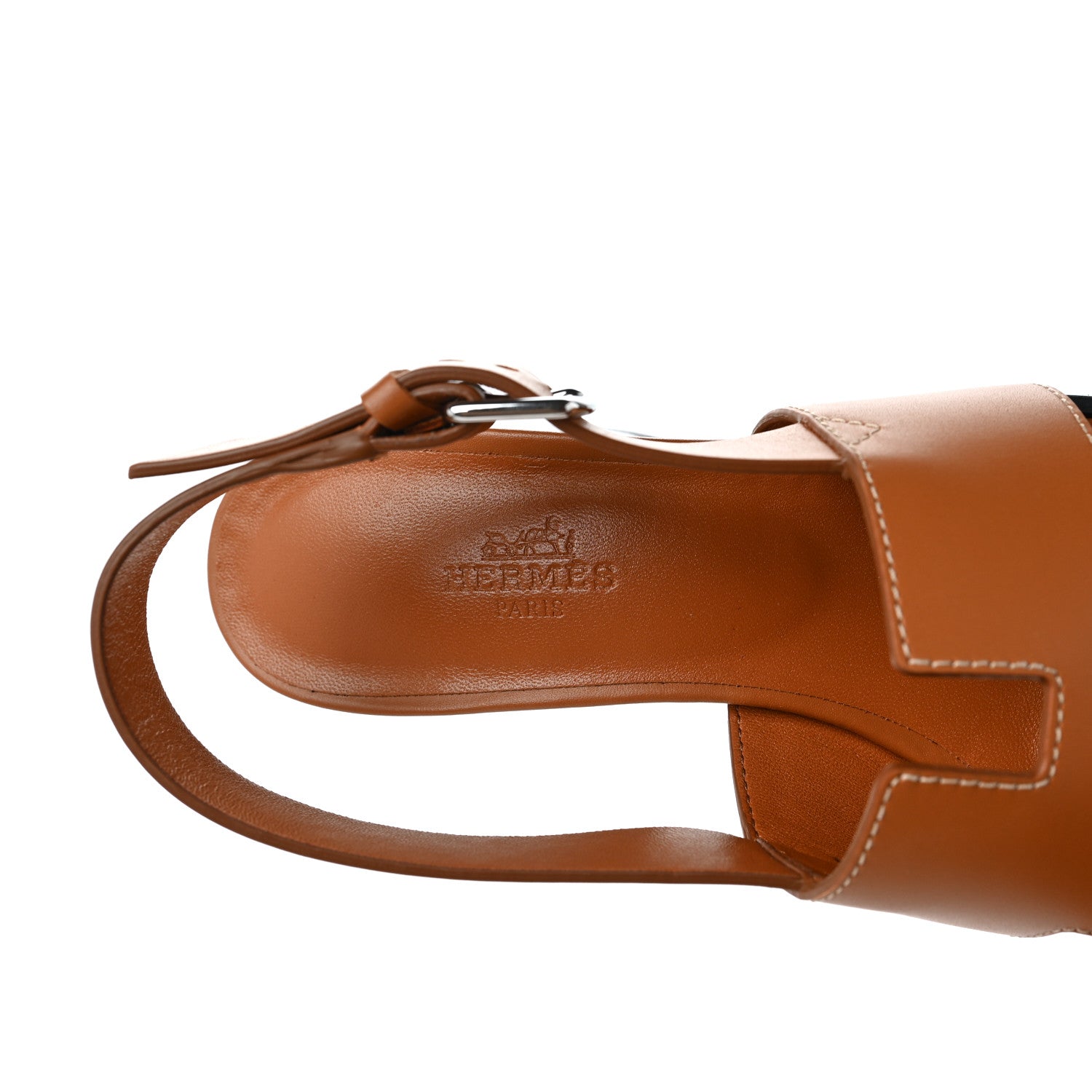 Hermes Calfskin Elbe 60 Sandals 37 Marron Glaise 8 of 9