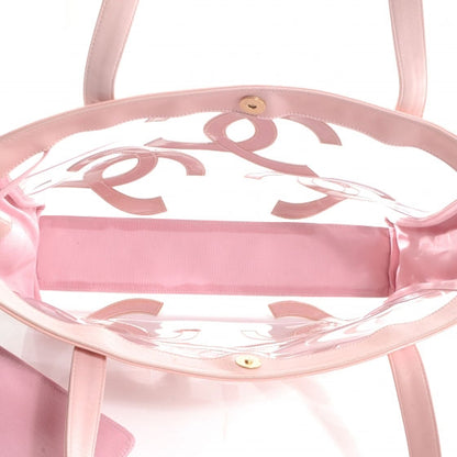 Chanel Vinyl Patent CC Logo Beach Tote Pink 9 of 9