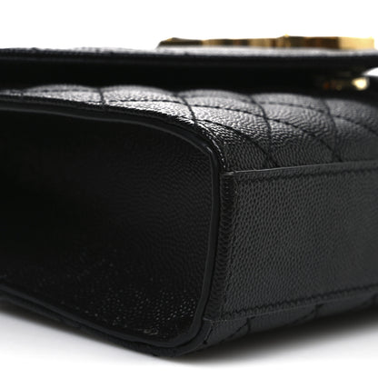 Saint Laurent Grain De Poudre Textured Mixed Matelasse Triquilt Small Monogram Satchel Black 8 of 9