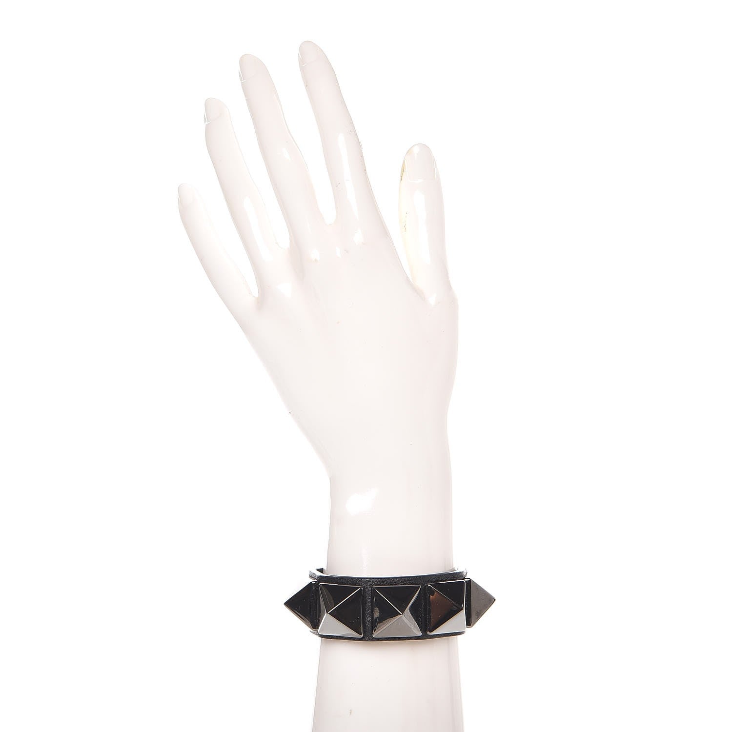 Valentino Garavani Calfskin Macro Rockstud Bracelet Black 2 of 5