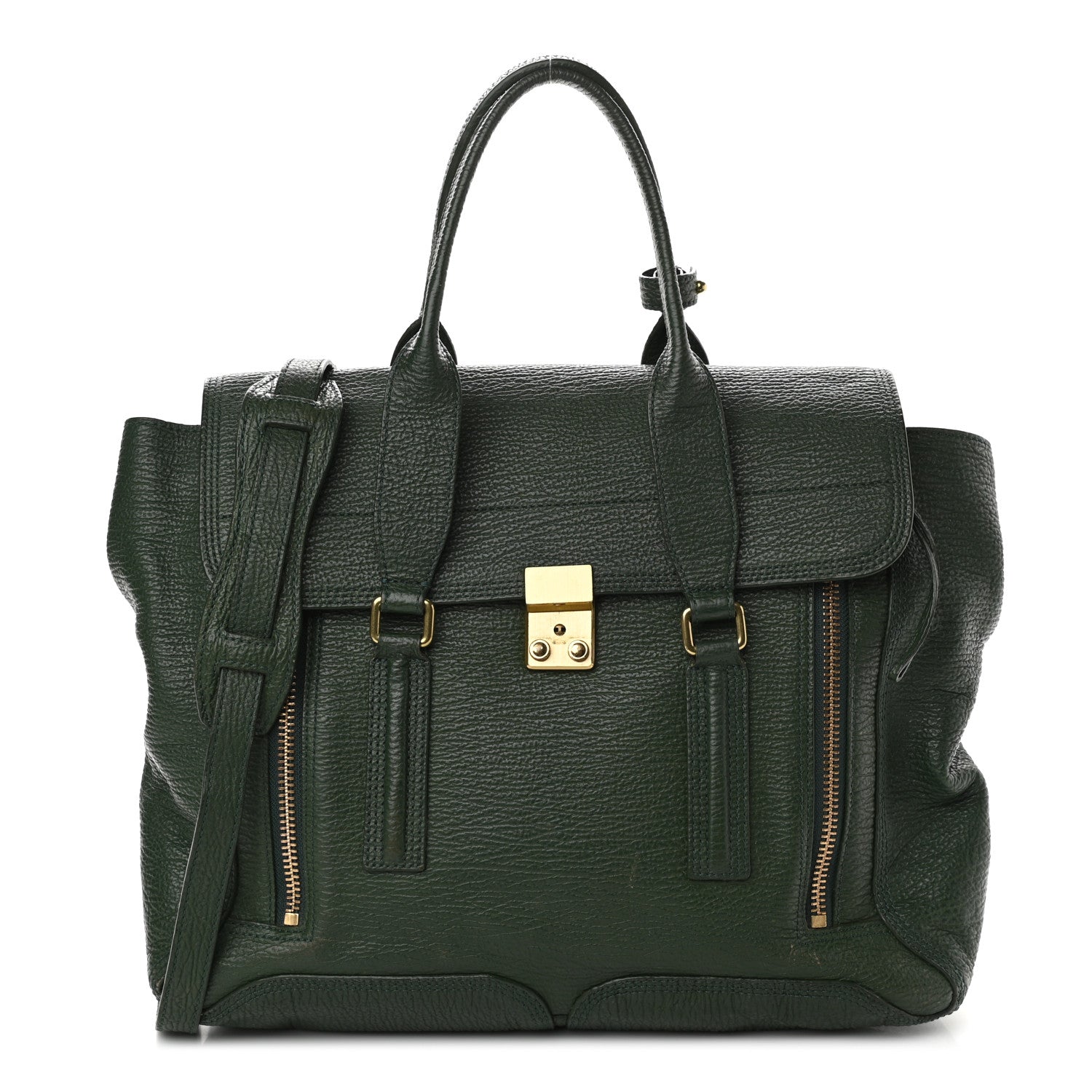 3.1 Phillip Lim Textured Calfskin Large Pashli Satchel Jade 1 of 11