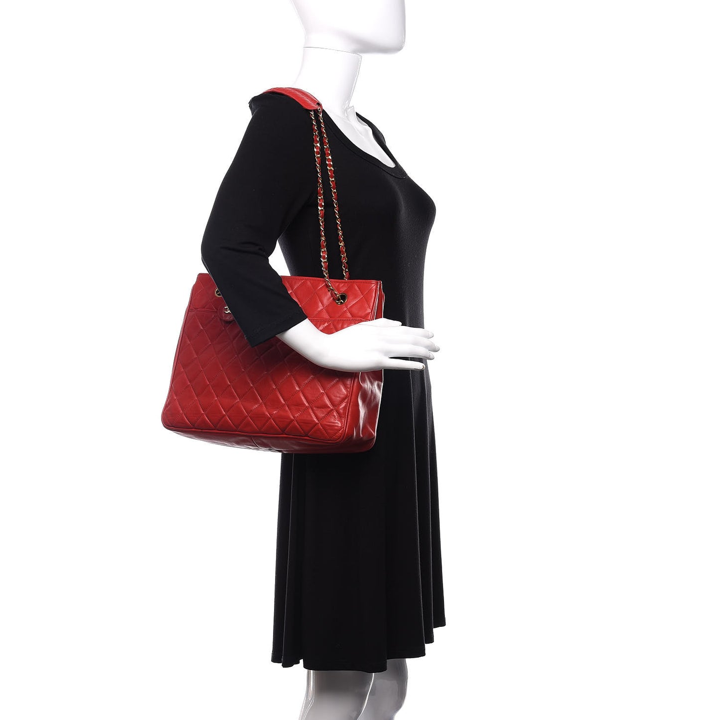 Lambskin Quilted Tote Red