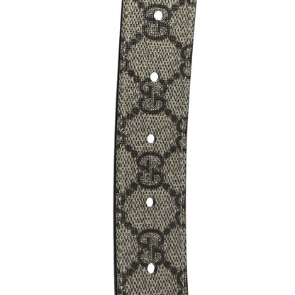 Gucci GG Supreme Monogram Plutone Calfskin Enamel Double G 30mm Belt 80 32 Beige Ebony Black 5 of 6