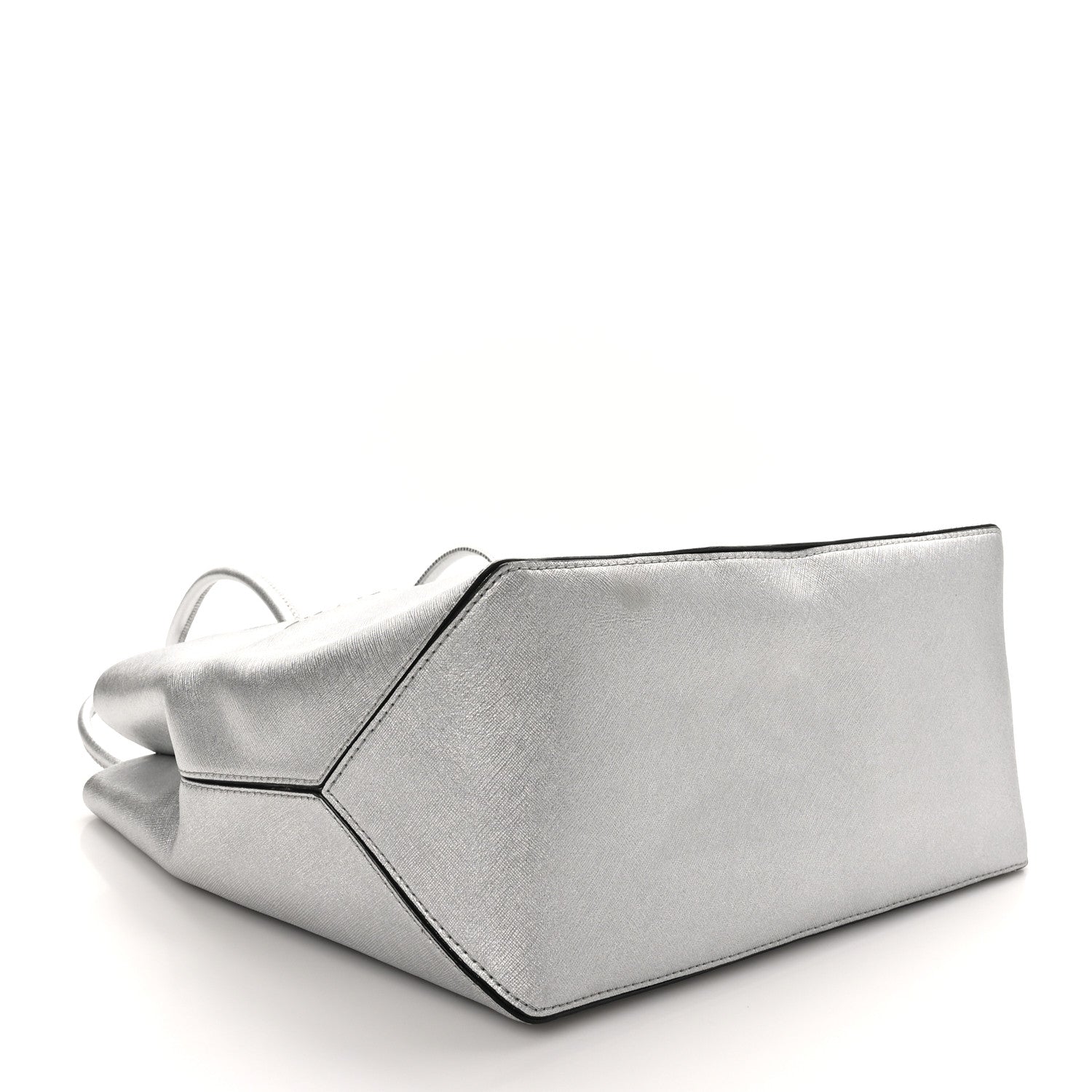 Marc Jacobs Metallic Saffiano Embossed Logo East West Shopper Tote Silver 4 of 9