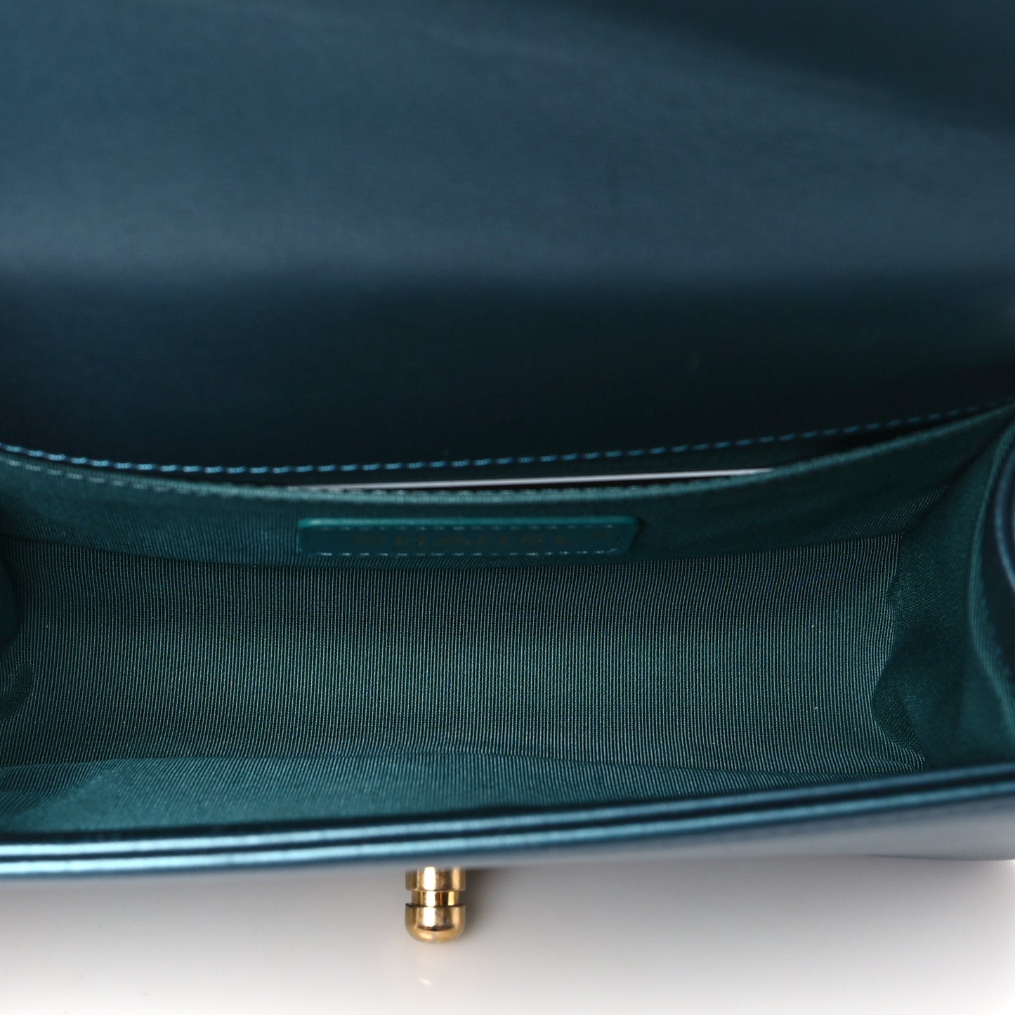 Metallic Calfskin Quilted Small Boy Flap Blue