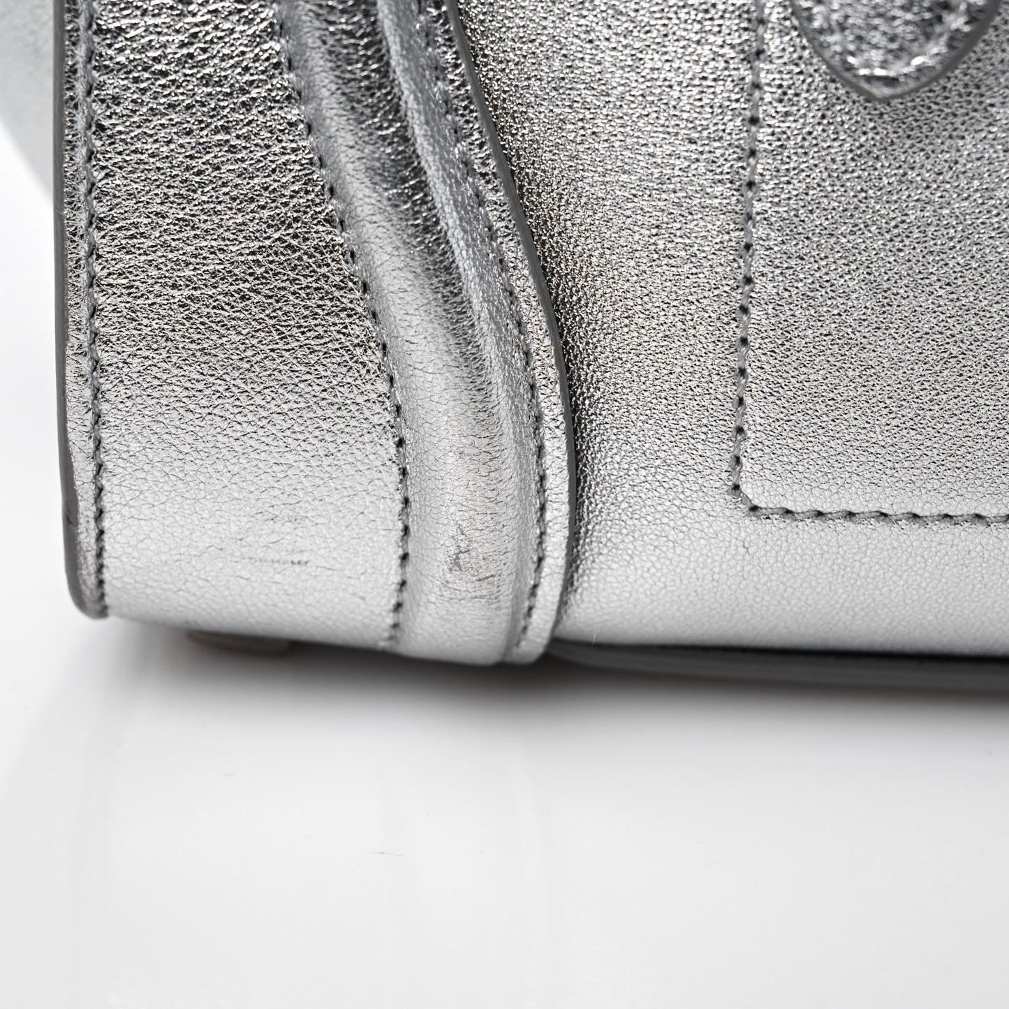 Laminated Lambskin Micro Luggage Silver