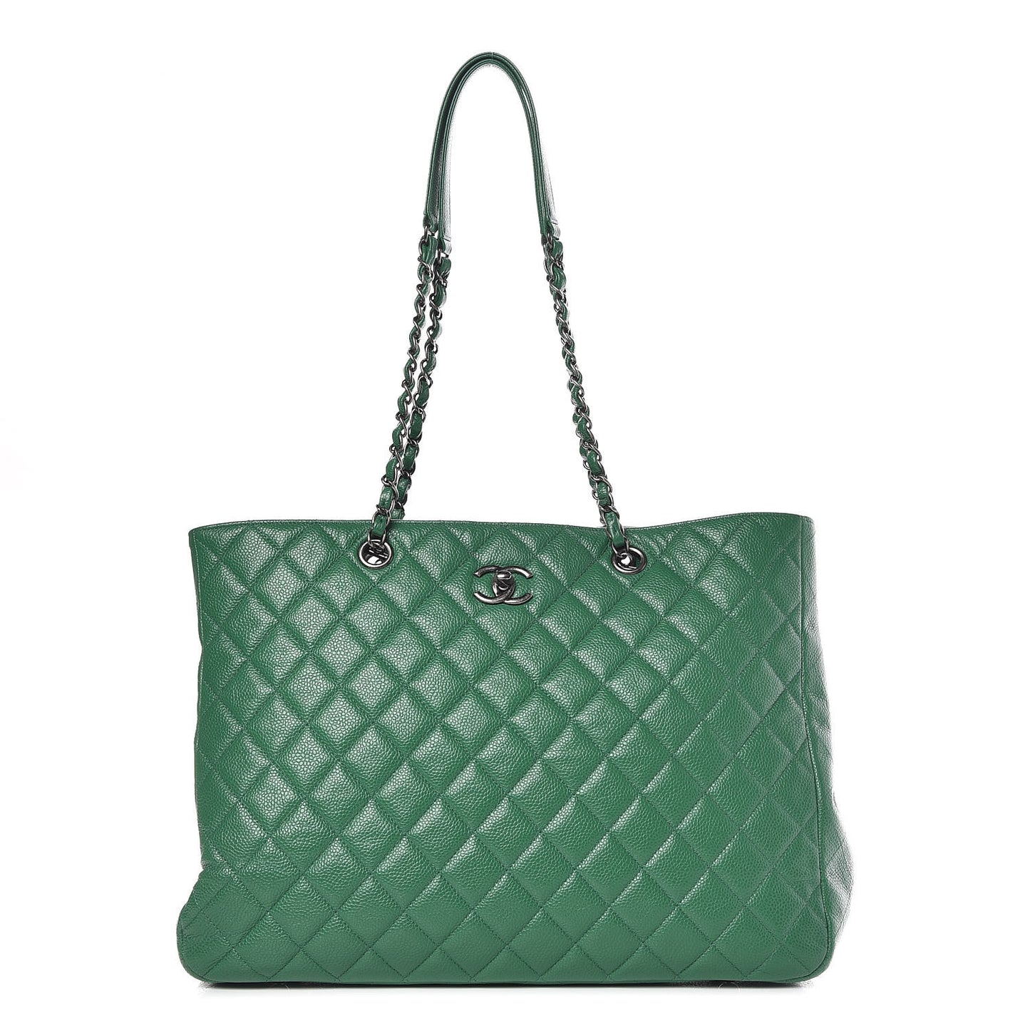 Caviar Quilted Timeless Tote Green