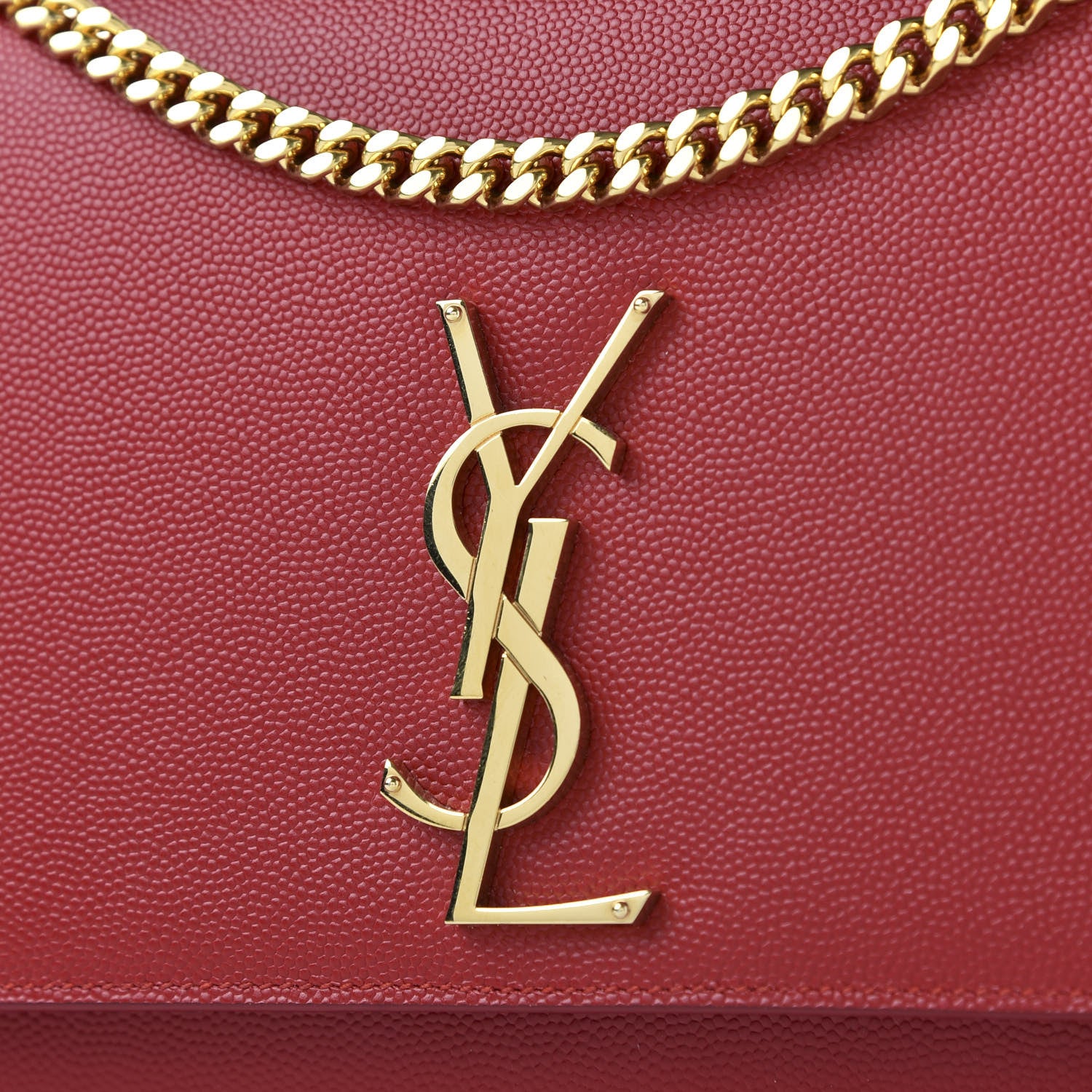 Saint Laurent Grain De Poudre Medium Monogram Kate Satchel Red 7 of 9