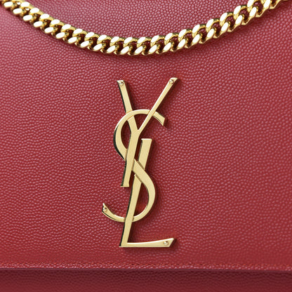Saint Laurent Grain De Poudre Medium Monogram Kate Satchel Red 7 of 9