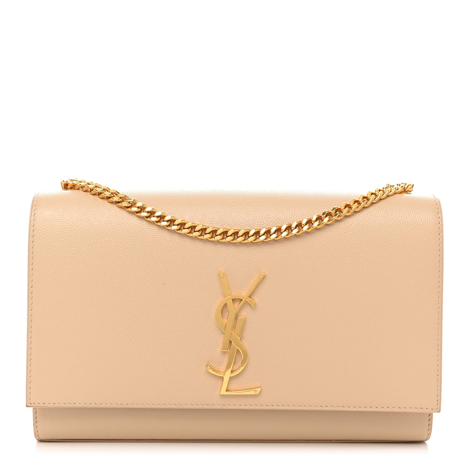 Saint Laurent Grain De Poudre Medium Monogram Kate Satchel Dark Beige 1 of 9