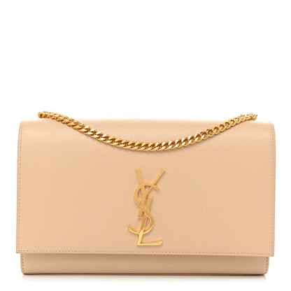 Saint Laurent Grain De Poudre Medium Monogram Kate Satchel Dark Beige 1 of 9