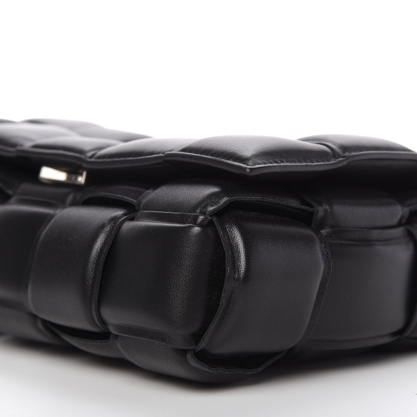 Lambskin Maxi Intreccio Padded Chain Cassette Crossbody Bag Black