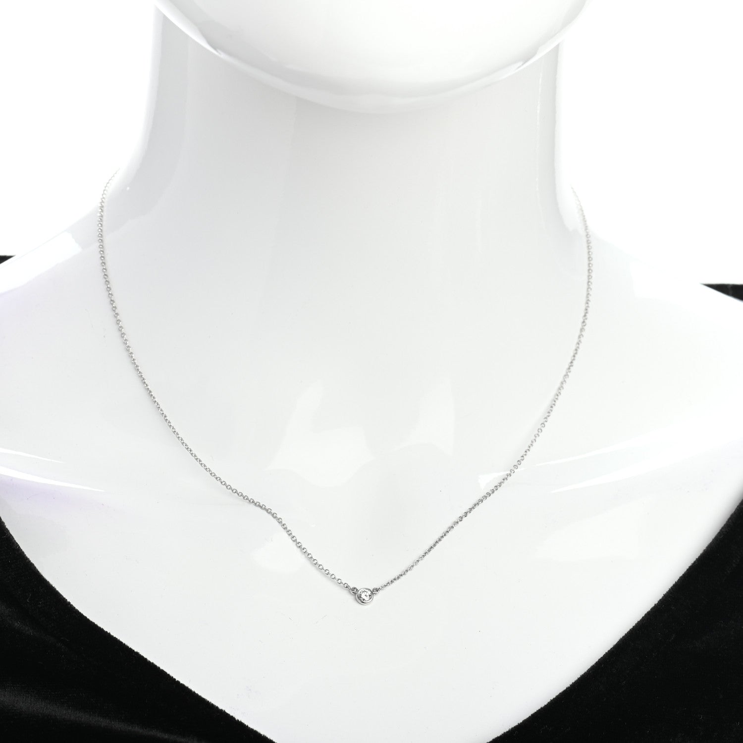 Tiffany Platinum Diamond .08ct Elsa Peretti Diamonds by the Yard Pendant Necklace 2 of 4