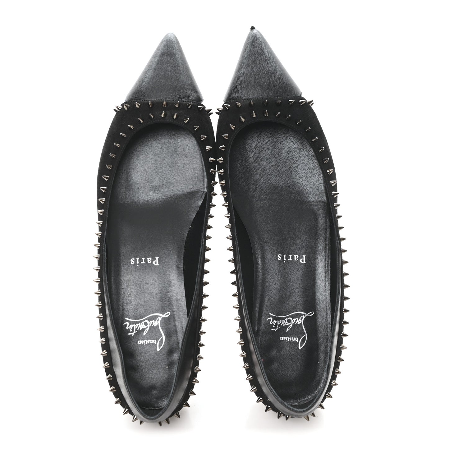 Nappa Suede Spikes Duvettina Ballerina Flats 38 Black