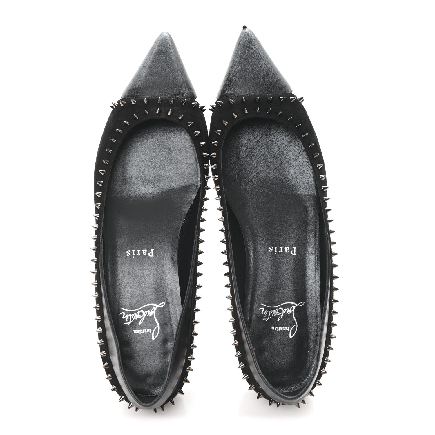 Christian Louboutin Nappa Suede Spikes Duvettina Ballerina Flats 38 Black 2 of 9