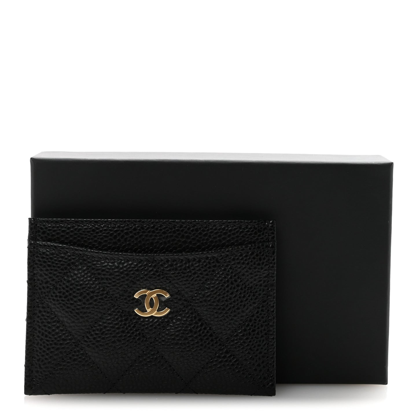 Caviar Quilted Card Holder Black