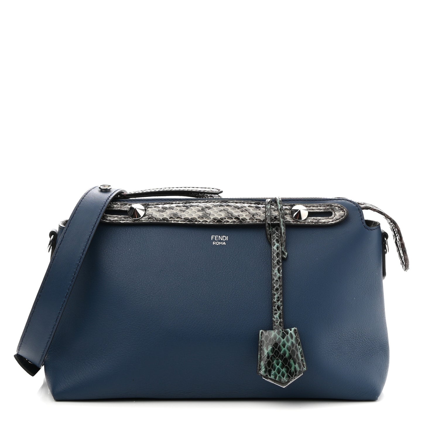 Vitello Dolce Elaphe Medium By The Way Boston Bag Blue Multicolor