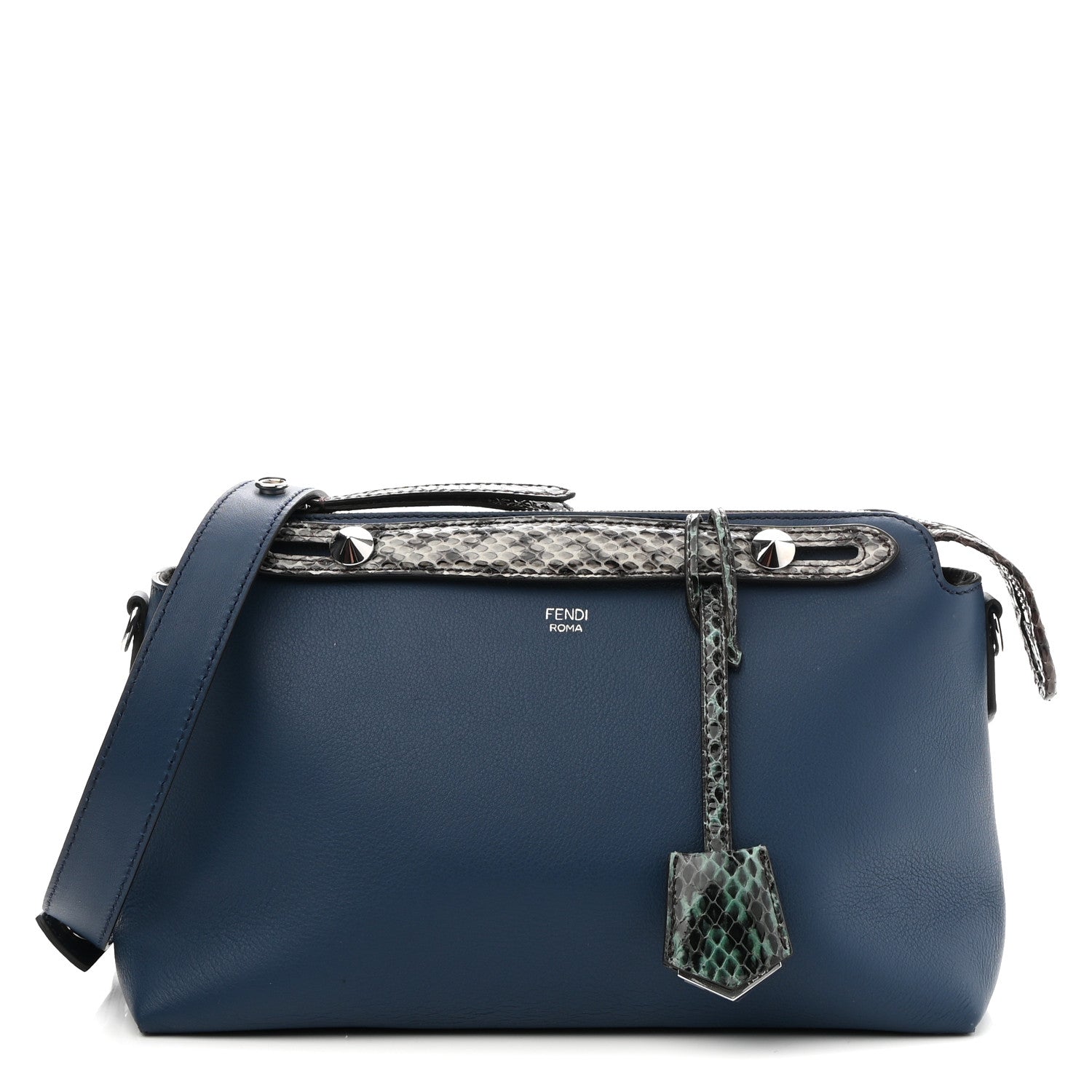 Fendi Vitello Dolce Elaphe Medium By The Way Boston Bag Blue Multicolor 1 of 10