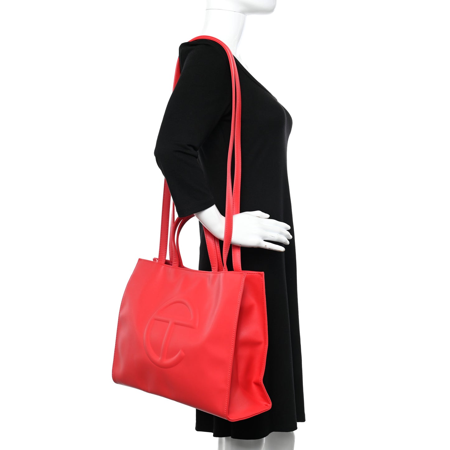 Vegan Leather Medium Shopping Bag Red