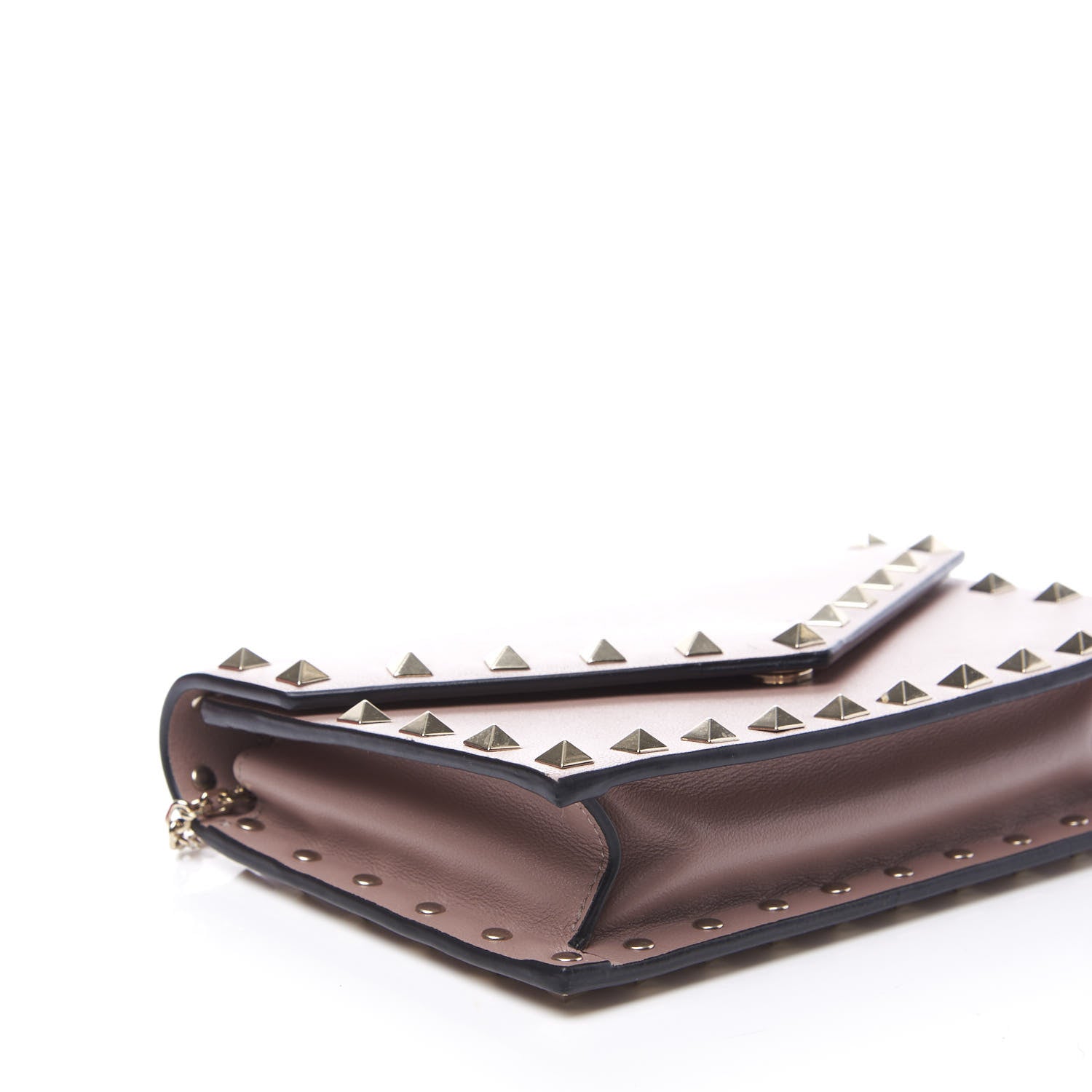 Valentino Garavani Vitello Rockstud Envelope Wallet on Chain Poudre 5 of 9