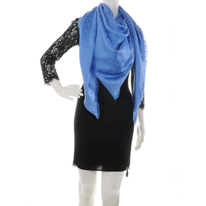 Louis Vuitton Wool Silk Monogram Shawl Blue 2 of 6