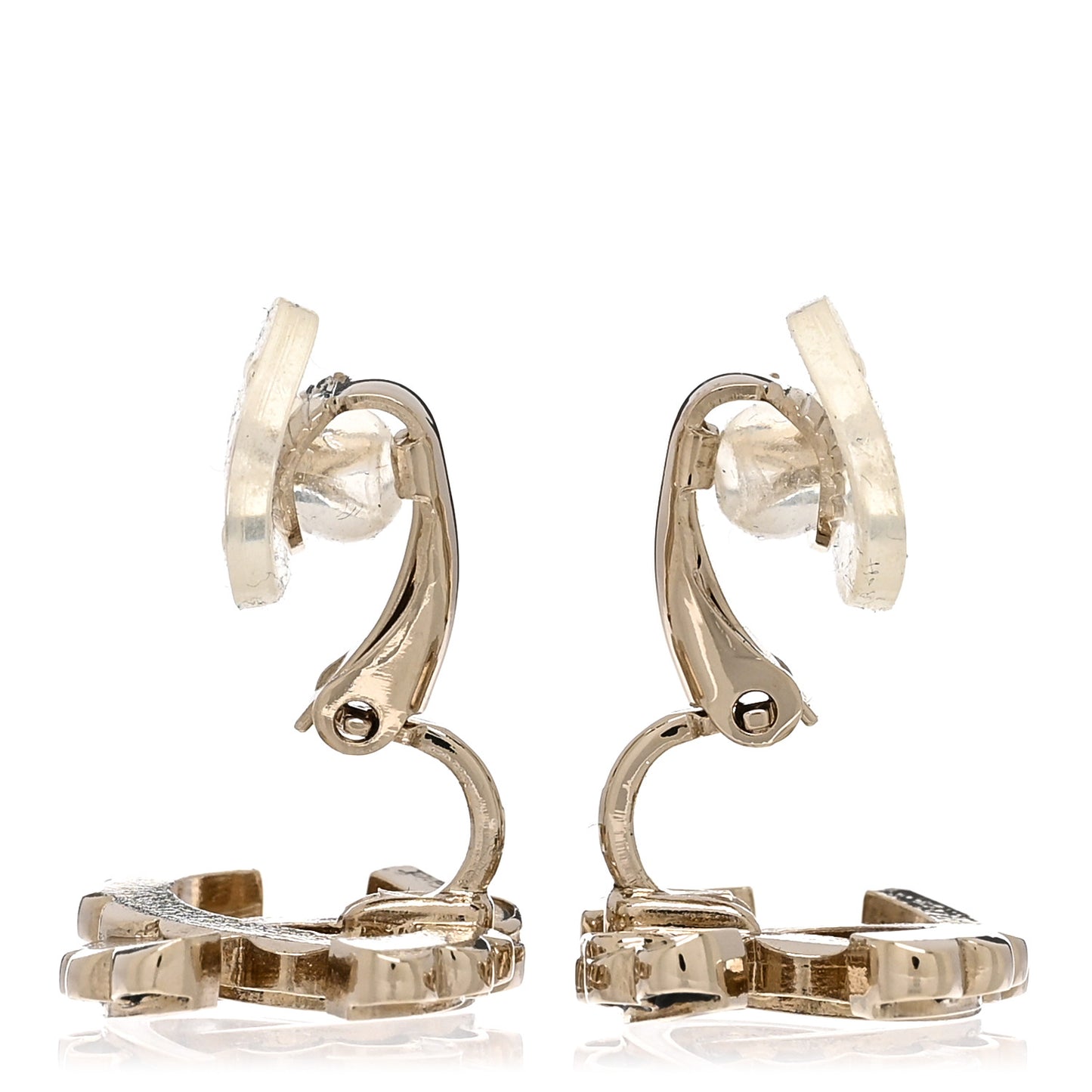 Enamel CC Earrings Gold Black White