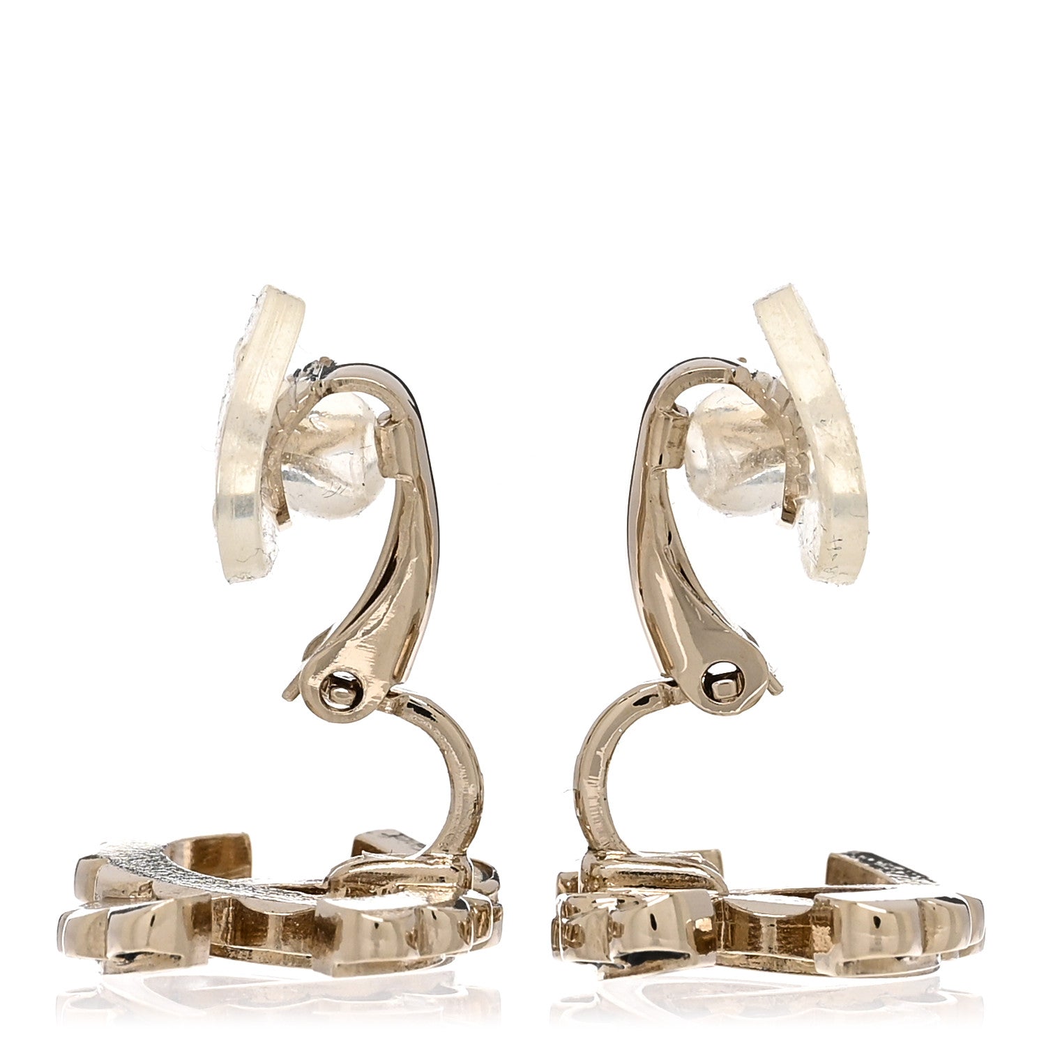 Chanel Enamel CC Earrings Gold Black White 3 of 5