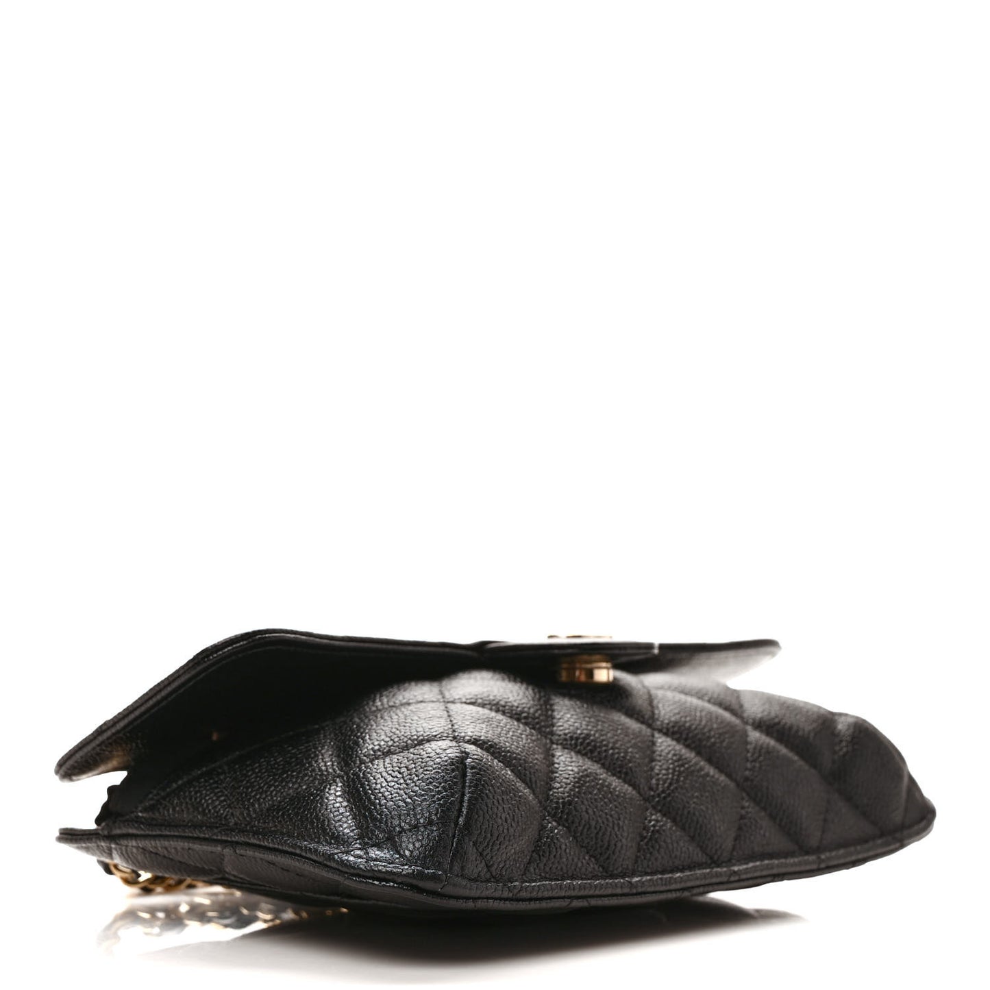 Caviar Fabric Quilted Foldable Tote With Chain Black Multicolor