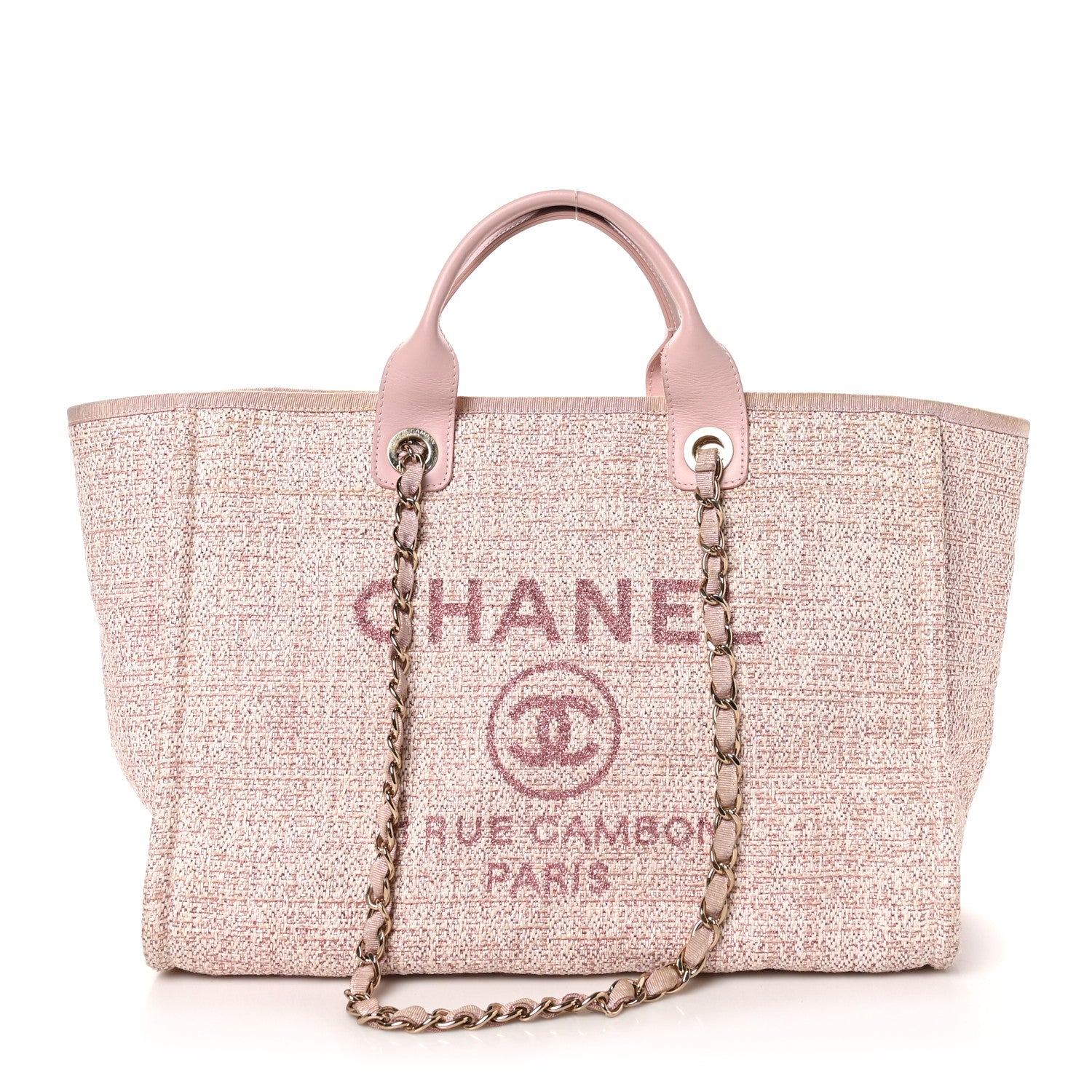 Chanel Lurex Boucle Deauville Medium Tote Pink 1 of 9