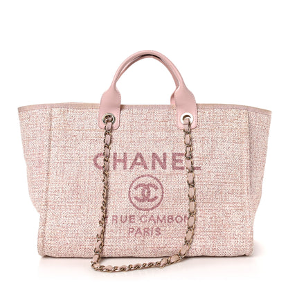 Chanel Lurex Boucle Deauville Medium Tote Pink 1 of 9