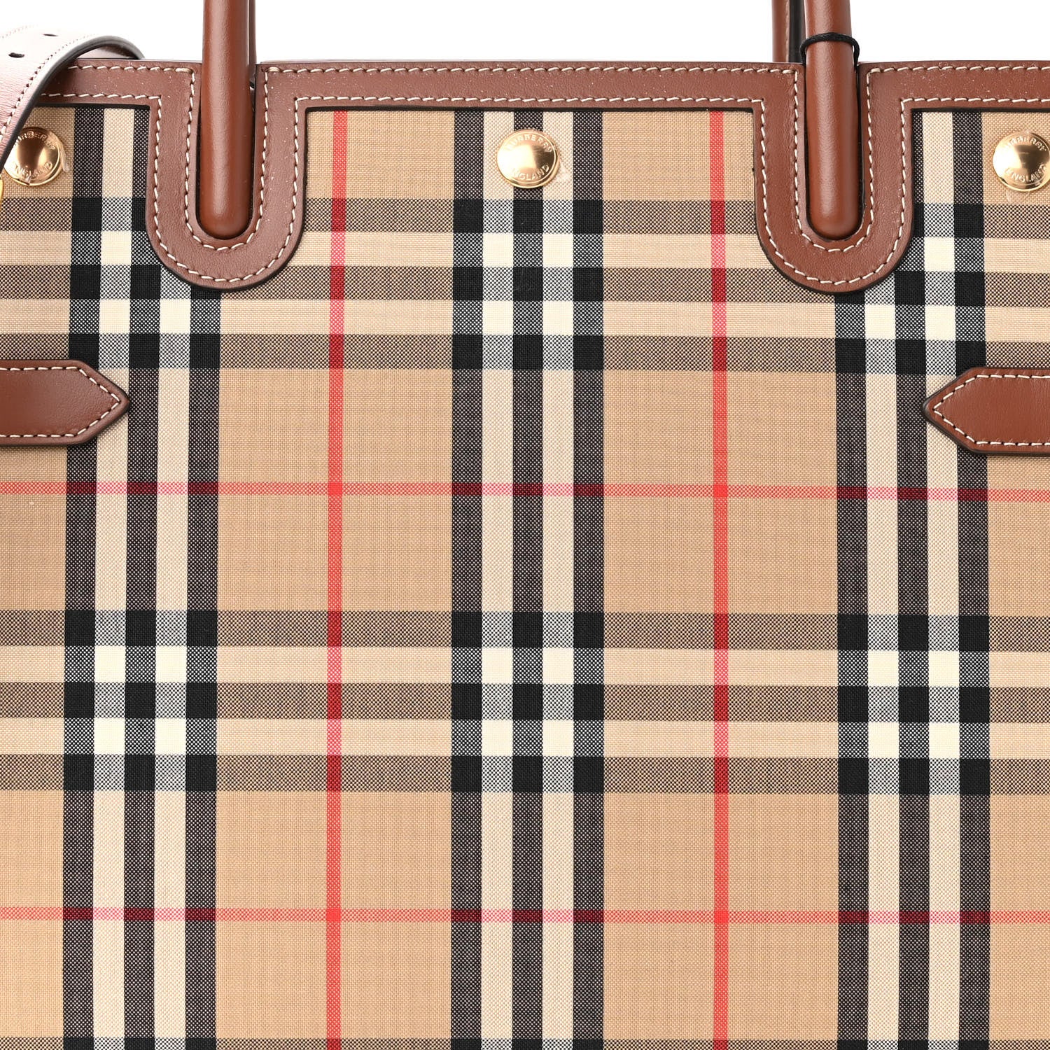 Burberry Calfskin Vintage Check Two Handle Title Bag Archive Beige 7 of 9