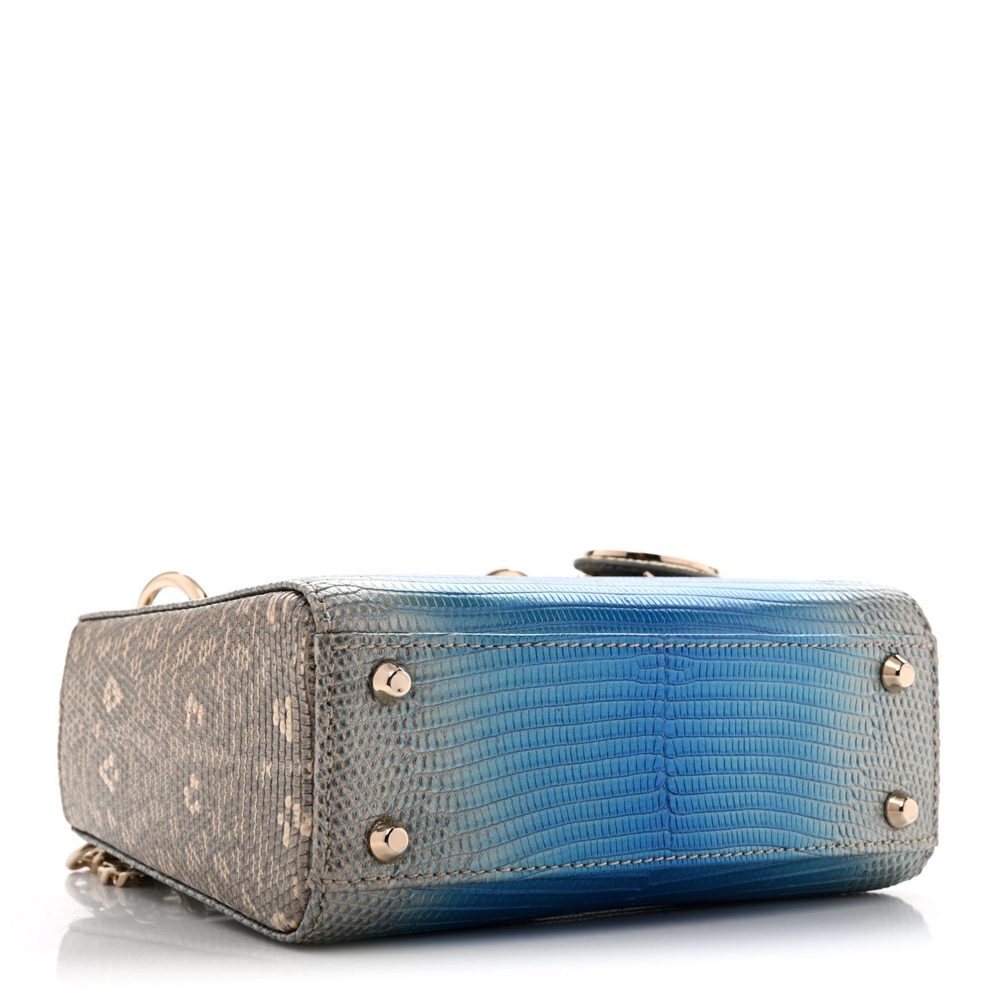 Lizard Gradient Mini Lady Dior Metal Blue
