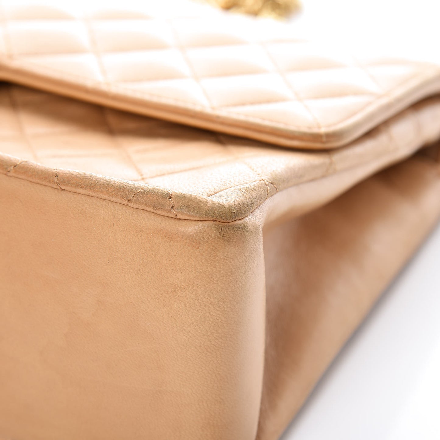 Lambskin Quilted Medium Bijoux Chain Double Flap Beige