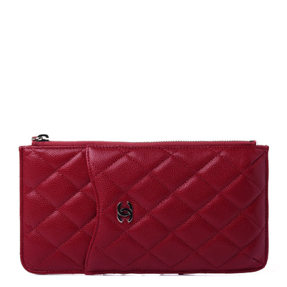 Chanel Caviar Quilted Classic Flat Wallet Pouch Red 1 of 4