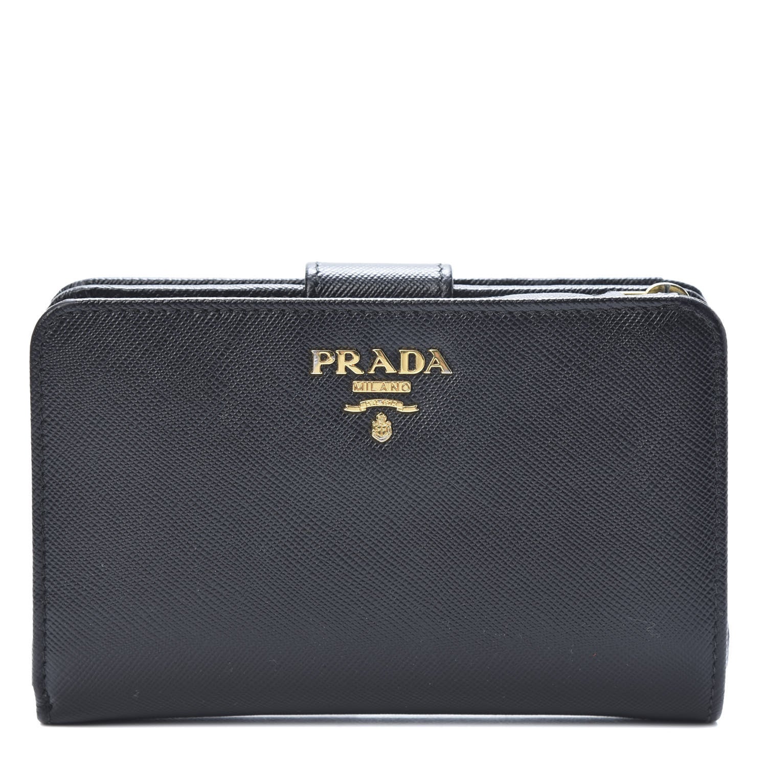 Prada Saffiano Metal Compact Wallet Black 1 of 10