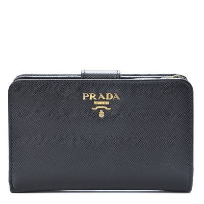 Prada Saffiano Metal Compact Wallet Black 1 of 10
