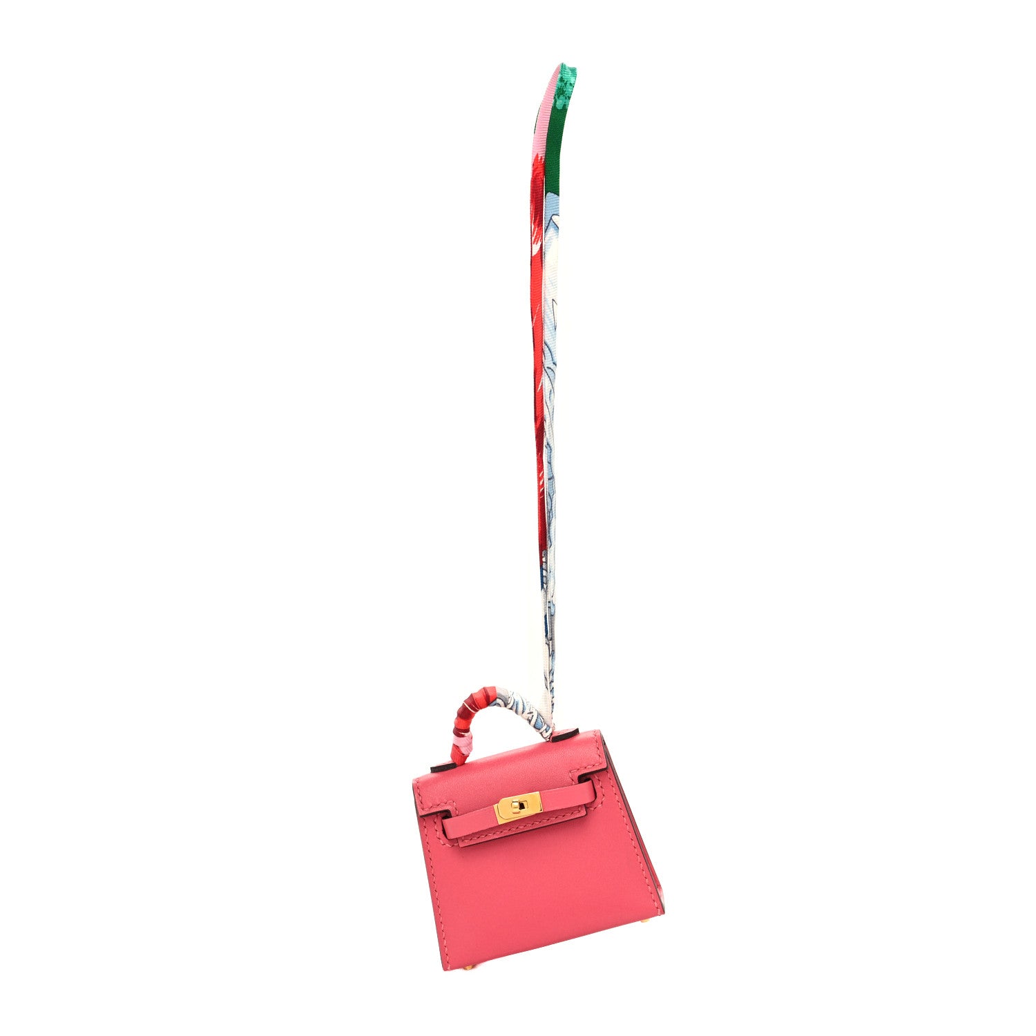 Hermes Tadelakt Mini Kelly Twilly Bag Charm Rose Lipstick 1 of 5