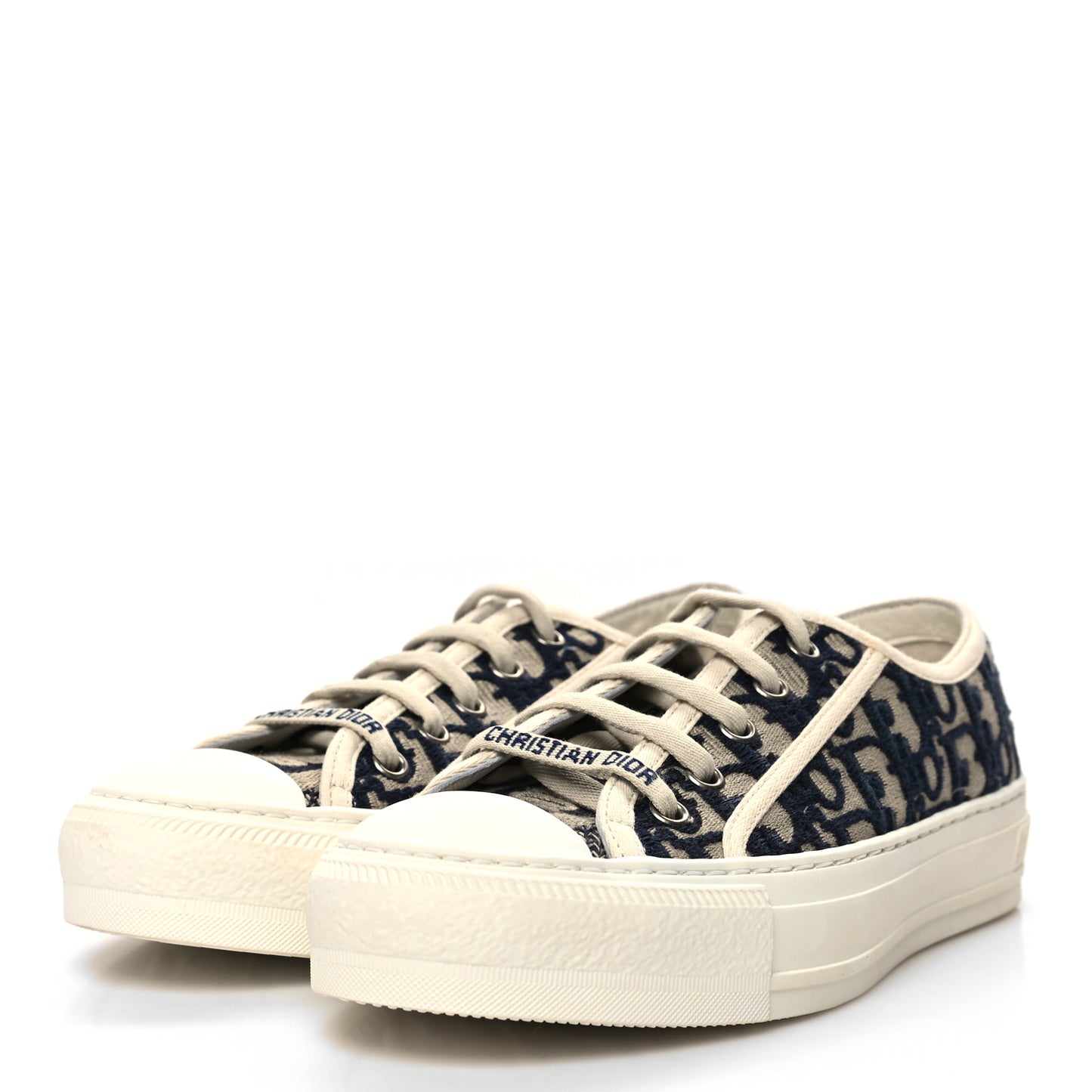 Canvas Oblique Walk'N'Dior Low Top Sneakers 35 Deep Blue