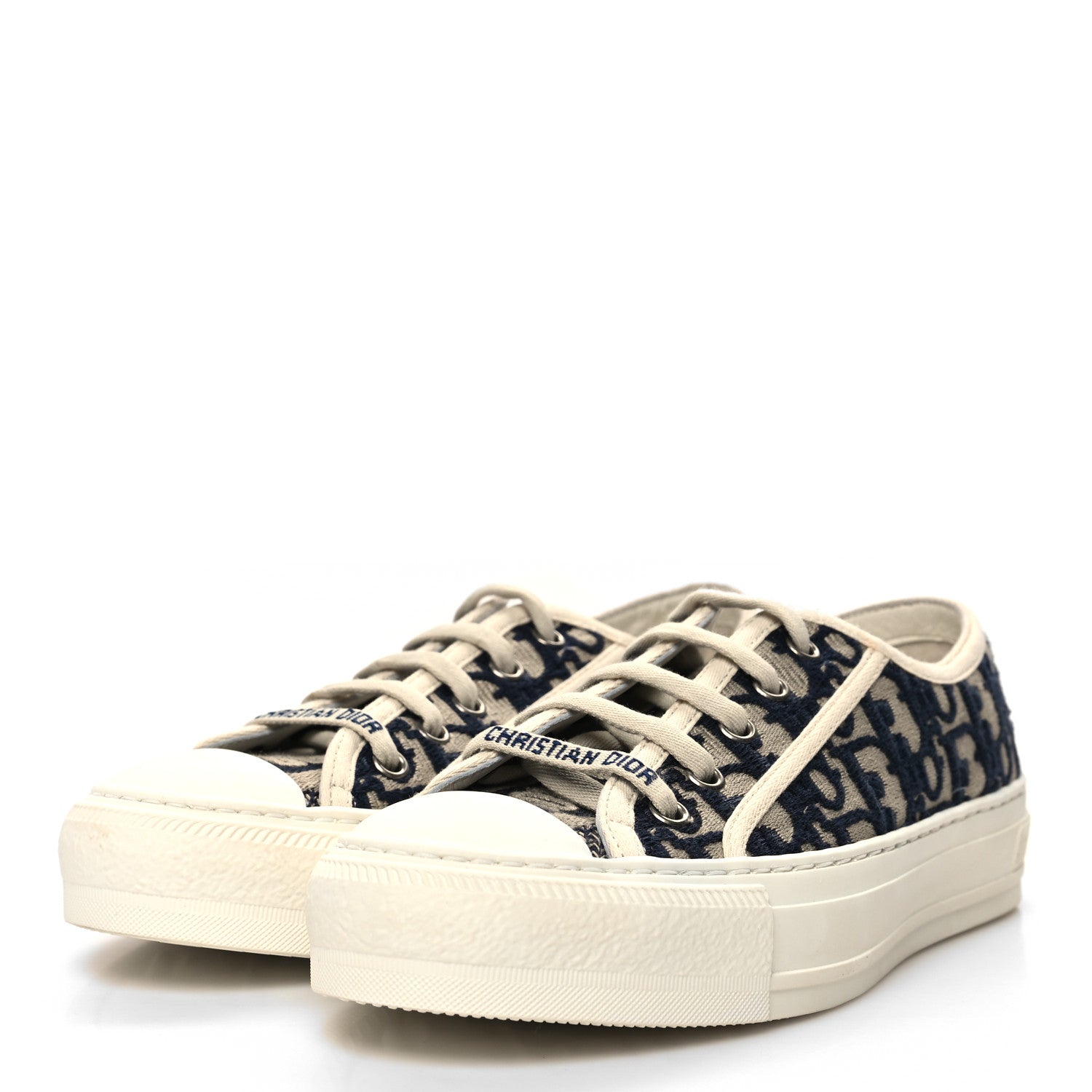Christian Dior Canvas Oblique Walk'N'Dior Low Top Sneakers 35 Deep Blue 3 of 7