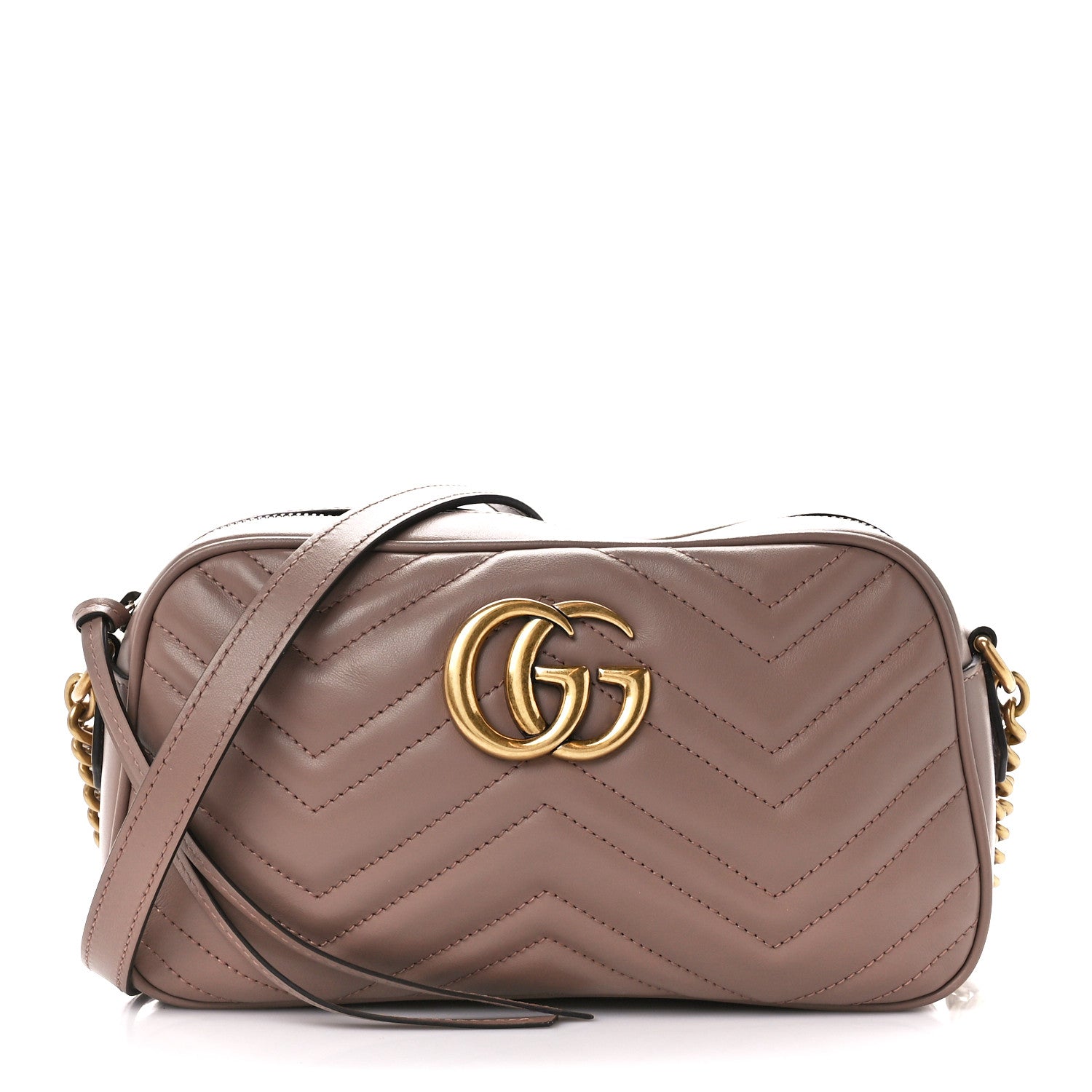 Gucci Calfskin Matelasse Small GG Marmont Chain Shoulder Bag Porcelain Rose 1 of 11