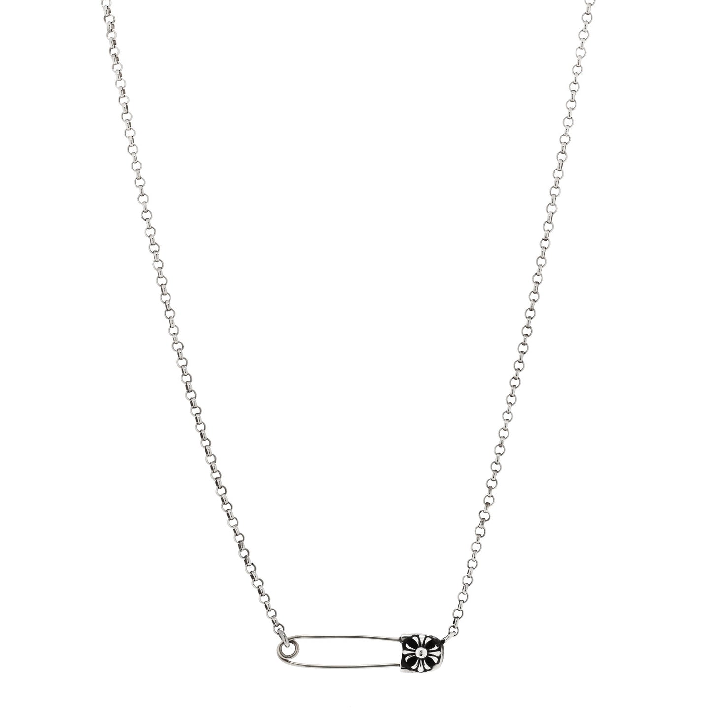 Sterling Silver Safety Pin Pendant Necklace