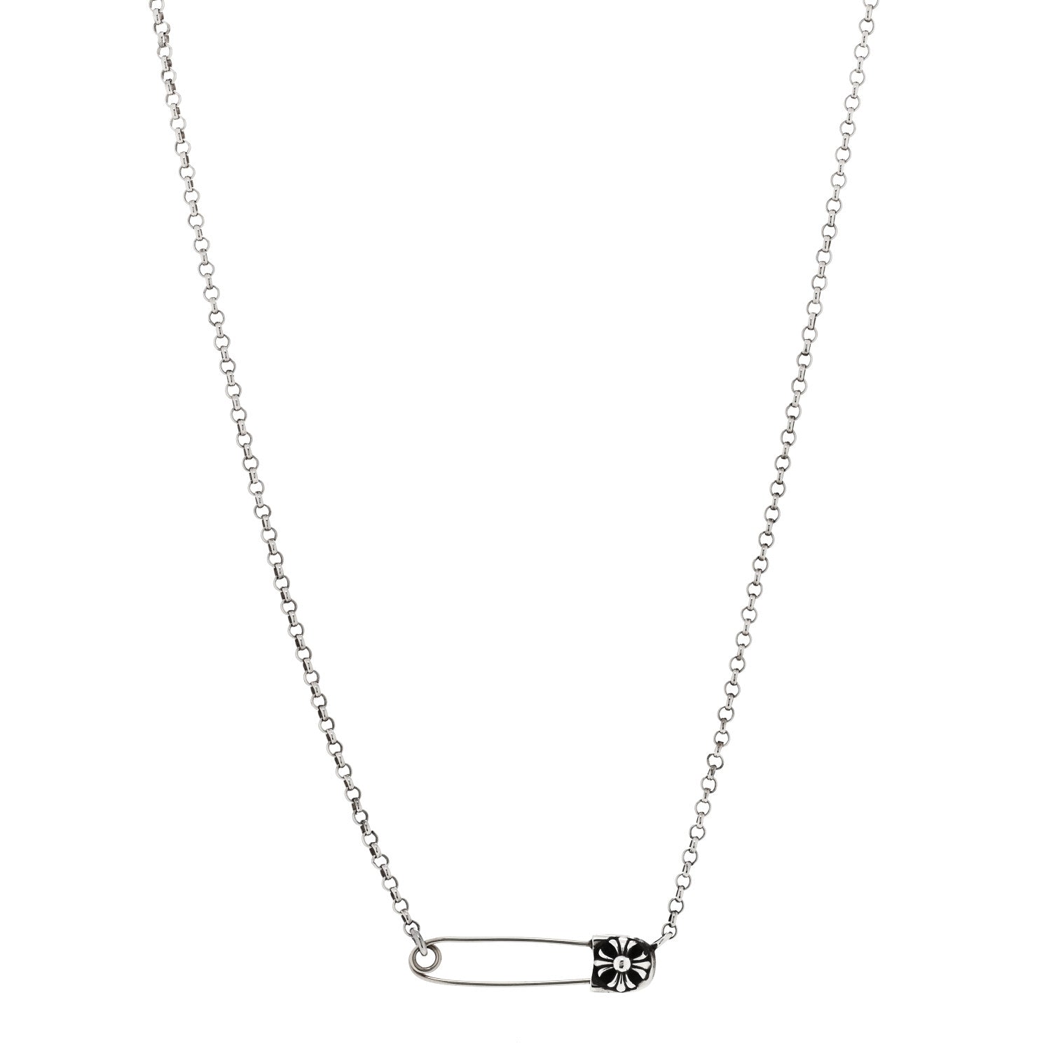 Chrome Hearts Sterling Silver Safety Pin Pendant Necklace 1 of 6
