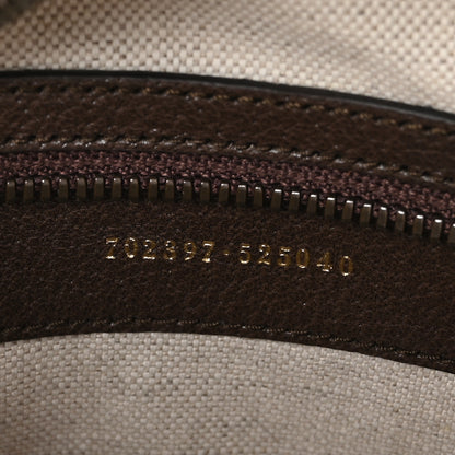 Gucci X ADIDAS Crystal Vintage Monogram Textured Dollar Calfskin Web Trefoil Logo Mini Bowling Bag Mid Natural Nut Off White New Acero 6 of 12
