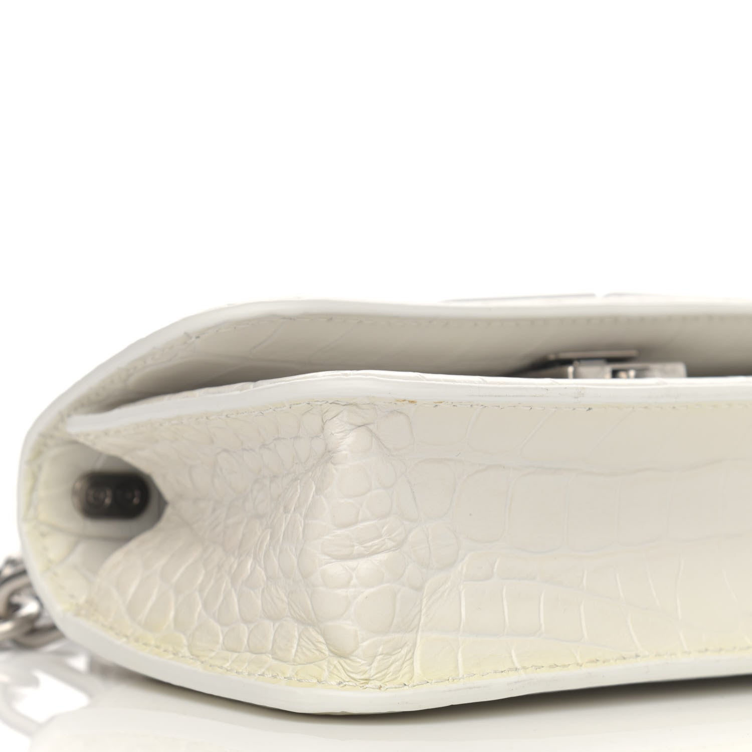 Balenciaga Extra Supple Calfskin Crocodile Embossed Gossip Chain Bag XS White 10 of 13
