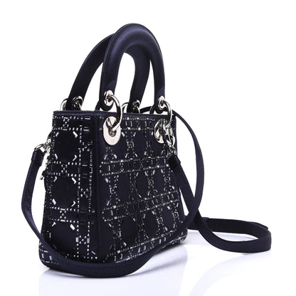 Christian Dior Satin Crystal Cannage Mini Lady Dior Navy 3 of 12