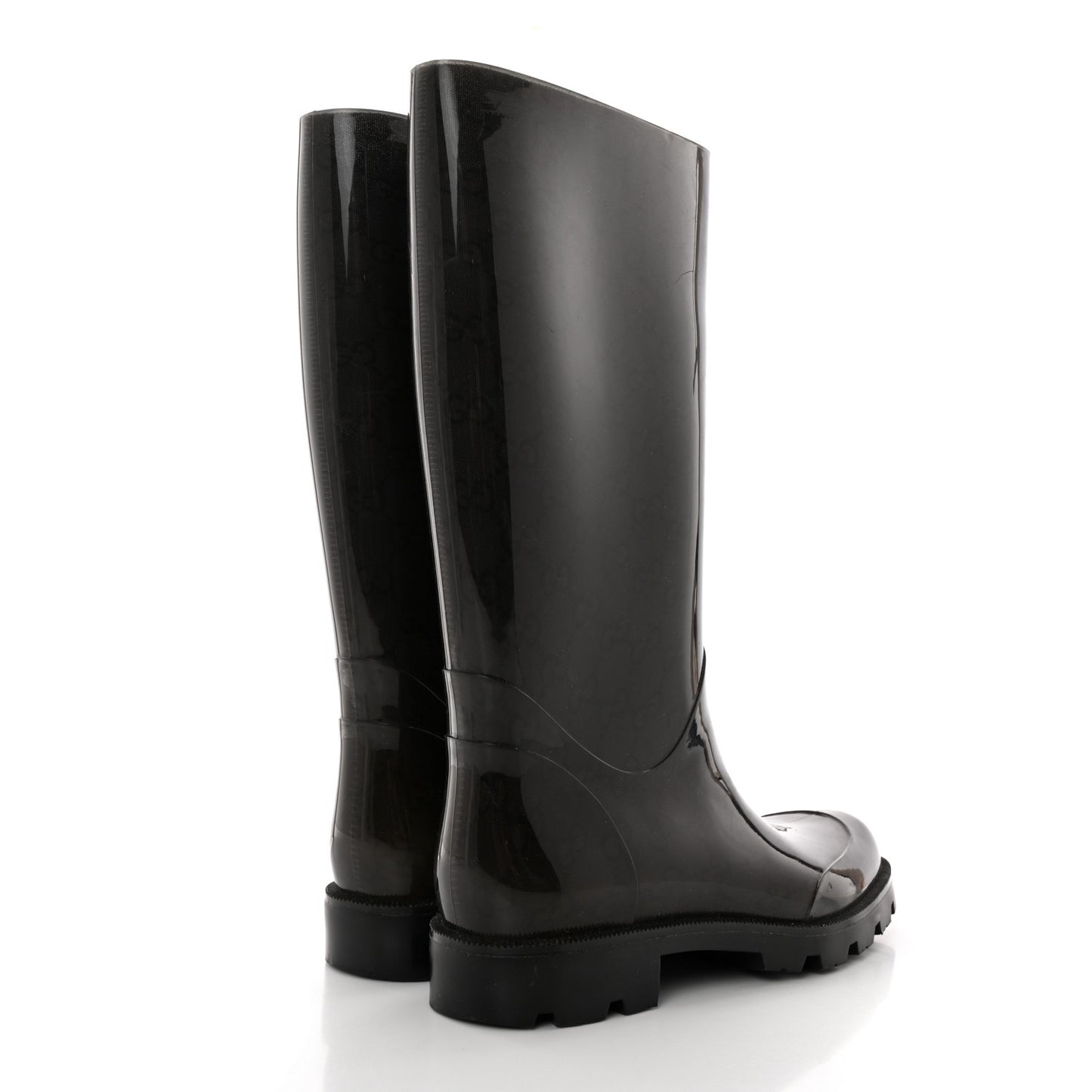 Rubber Monogram Edinburg Rain Boots 36 Transparent Blue