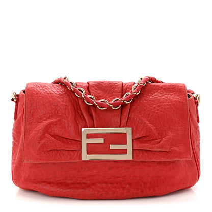 Fendi Crinkled Lambskin Mia Shoulder Flap Red 1 of 10