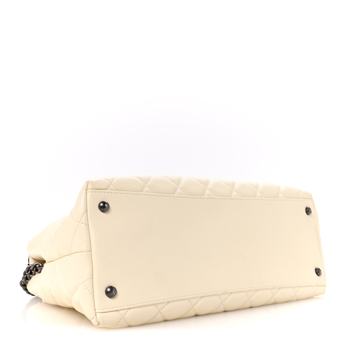 Calfskin Tweed Quilted Large Portobello Tote White Multicolor