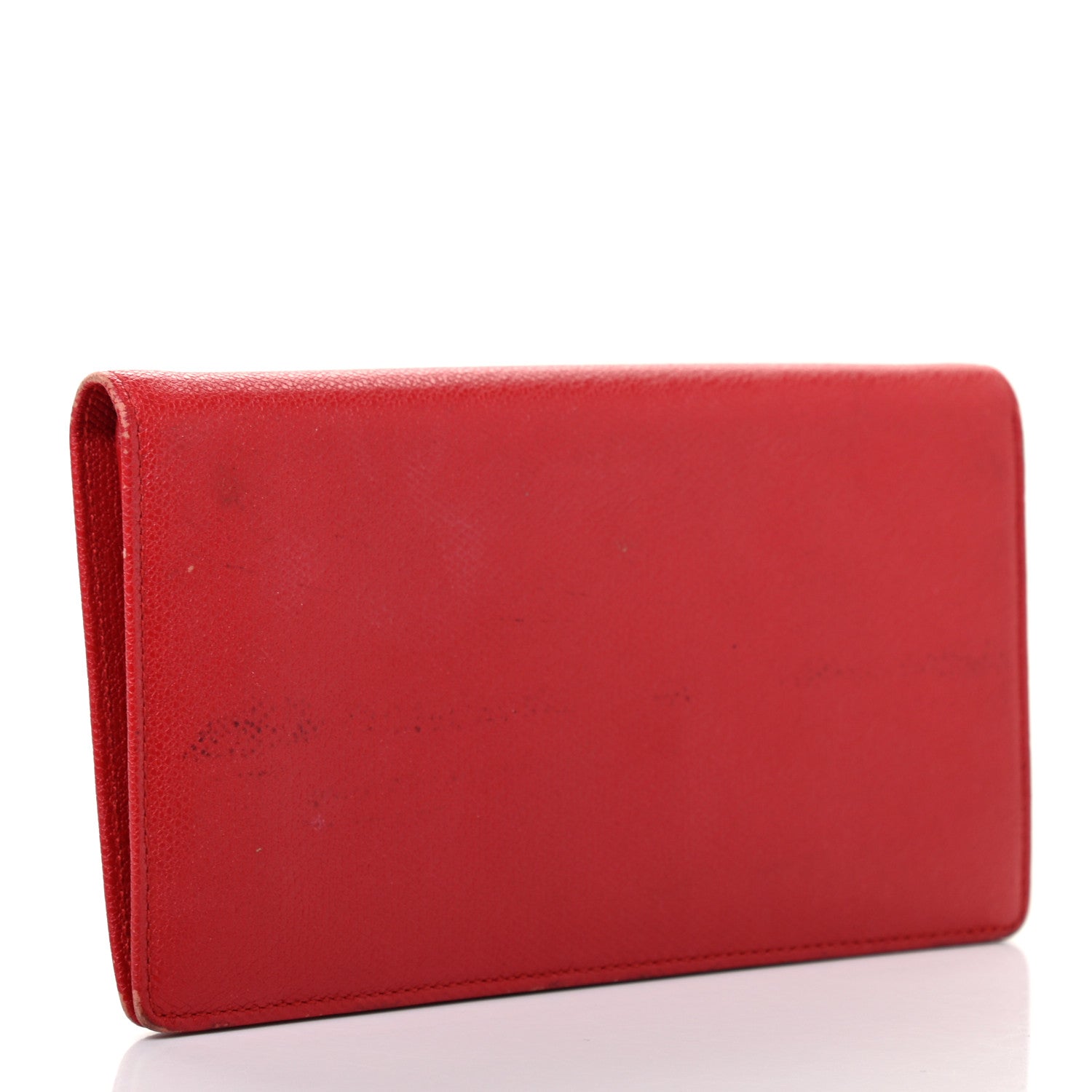 Chanel Grained Calfskin CC Button Yen Wallet Red 3 of 13